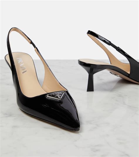 prada leather logo pumps|prada leather slingback wedge pumps.